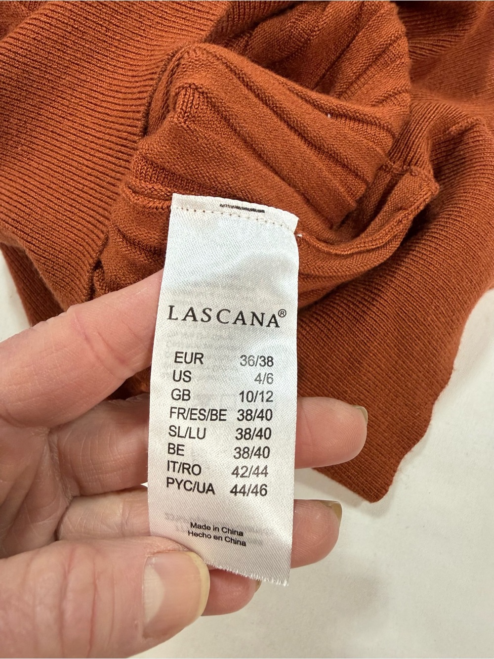 LASCANA Rust Ribbed Short Sleeve Sweater size 6 - Picture 10 of 13